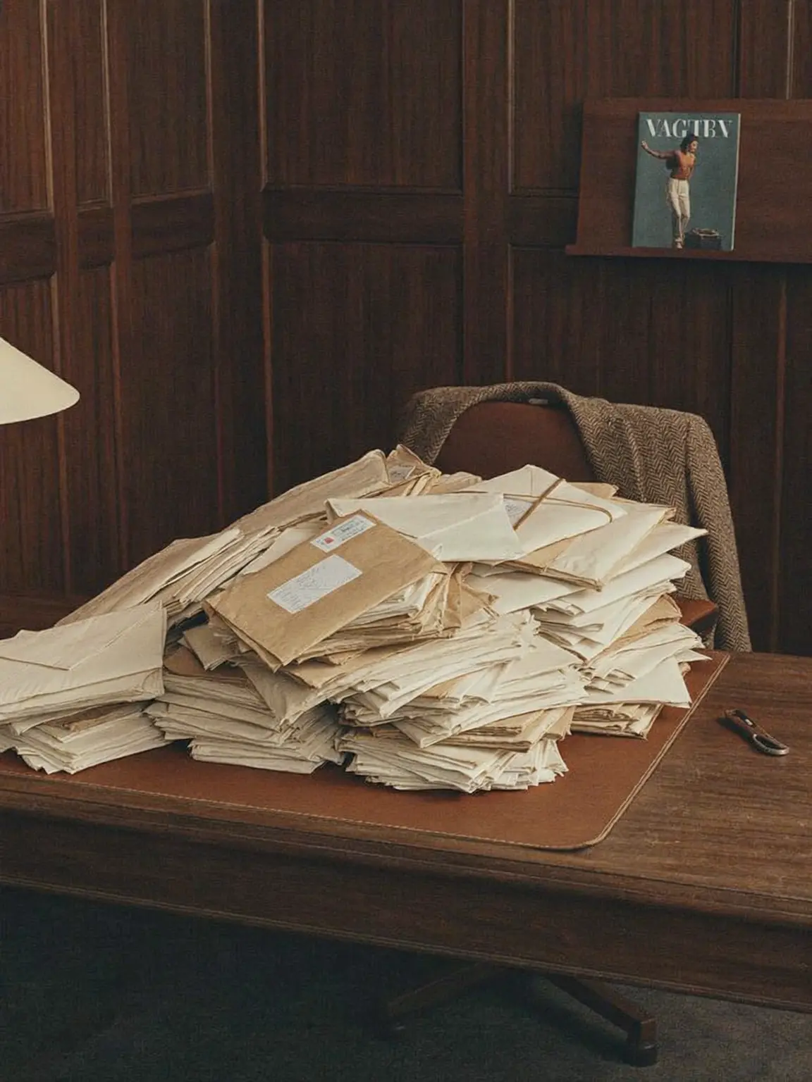 Gestion du courrier sur un bureau en bois